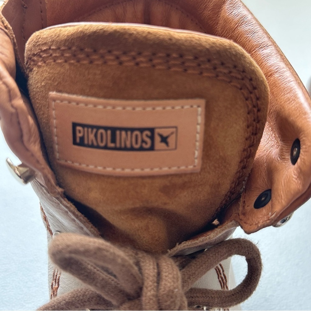 Pikolinos Aspe W9Z-8634C1 lace-up ankle boots in cream/brown leather women’s - Picture 8 of 13